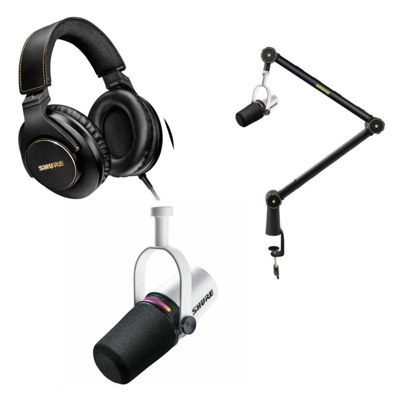 Shure MV7+ 1 person Podcast Bundle white