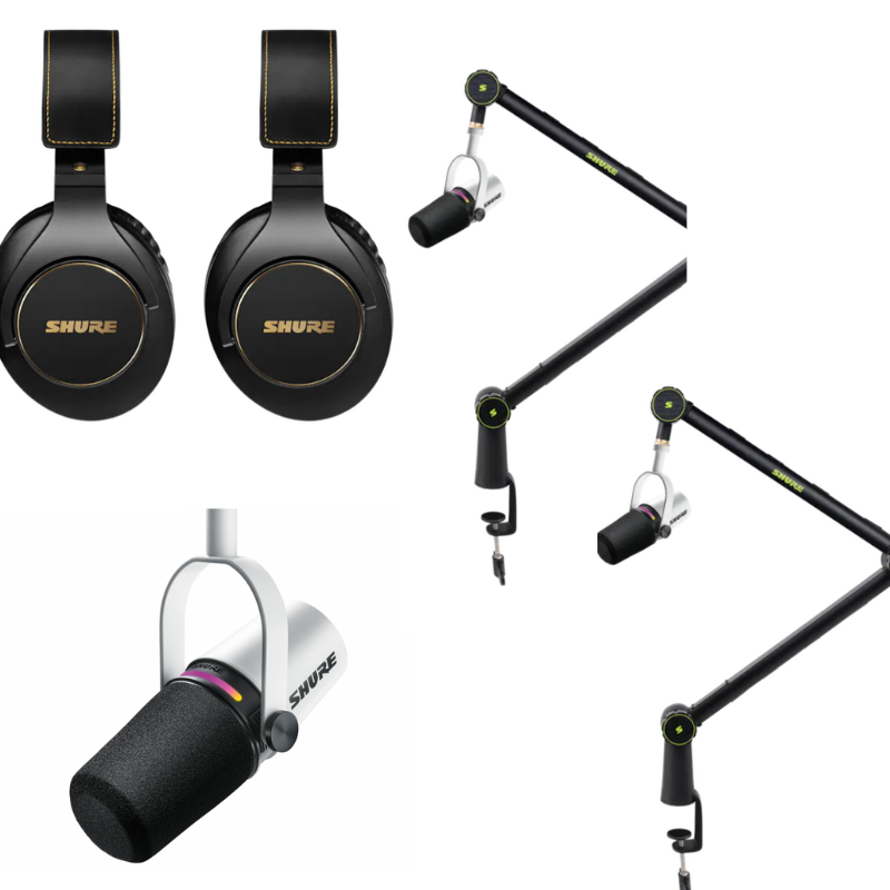Shure MV7+ 2 person Podcast Bundle white