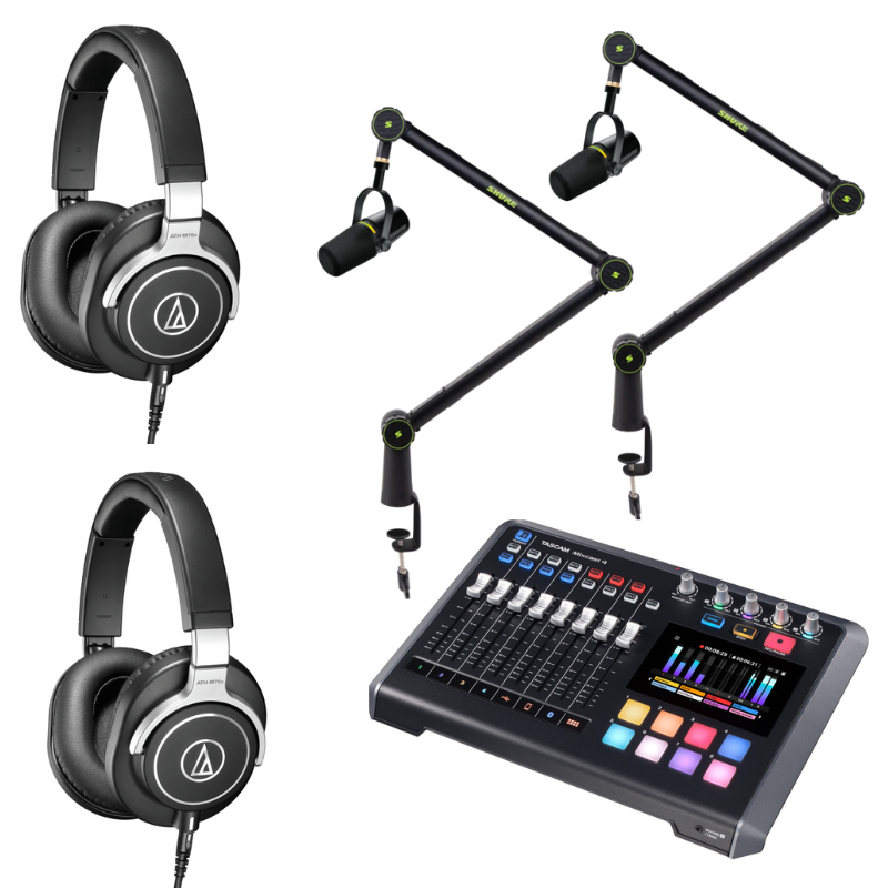 2_person_shure_MV7_and_tascam_mixcast_bundle simple