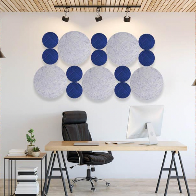 multi circle size and color podcasting studio design