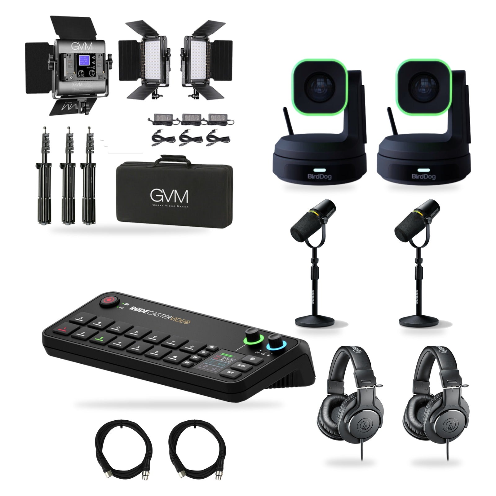 2-Person Video Podcast Bundle | RØDECaster Video + BirdDog X1 PTZ Cameras