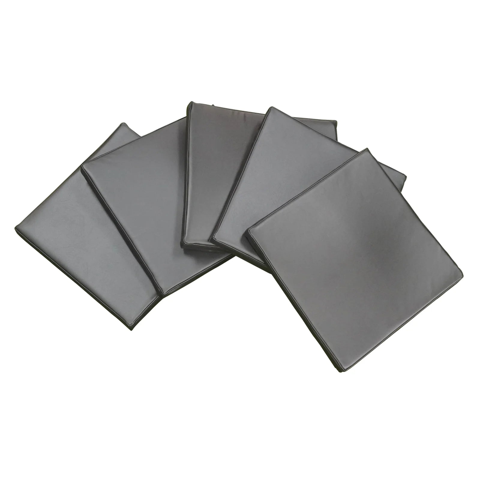 Set of six gray square tiles on a white background